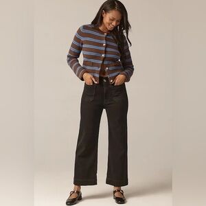 The Colette High-Rise Crop Wide-Leg Jeans by Maeve with glitter